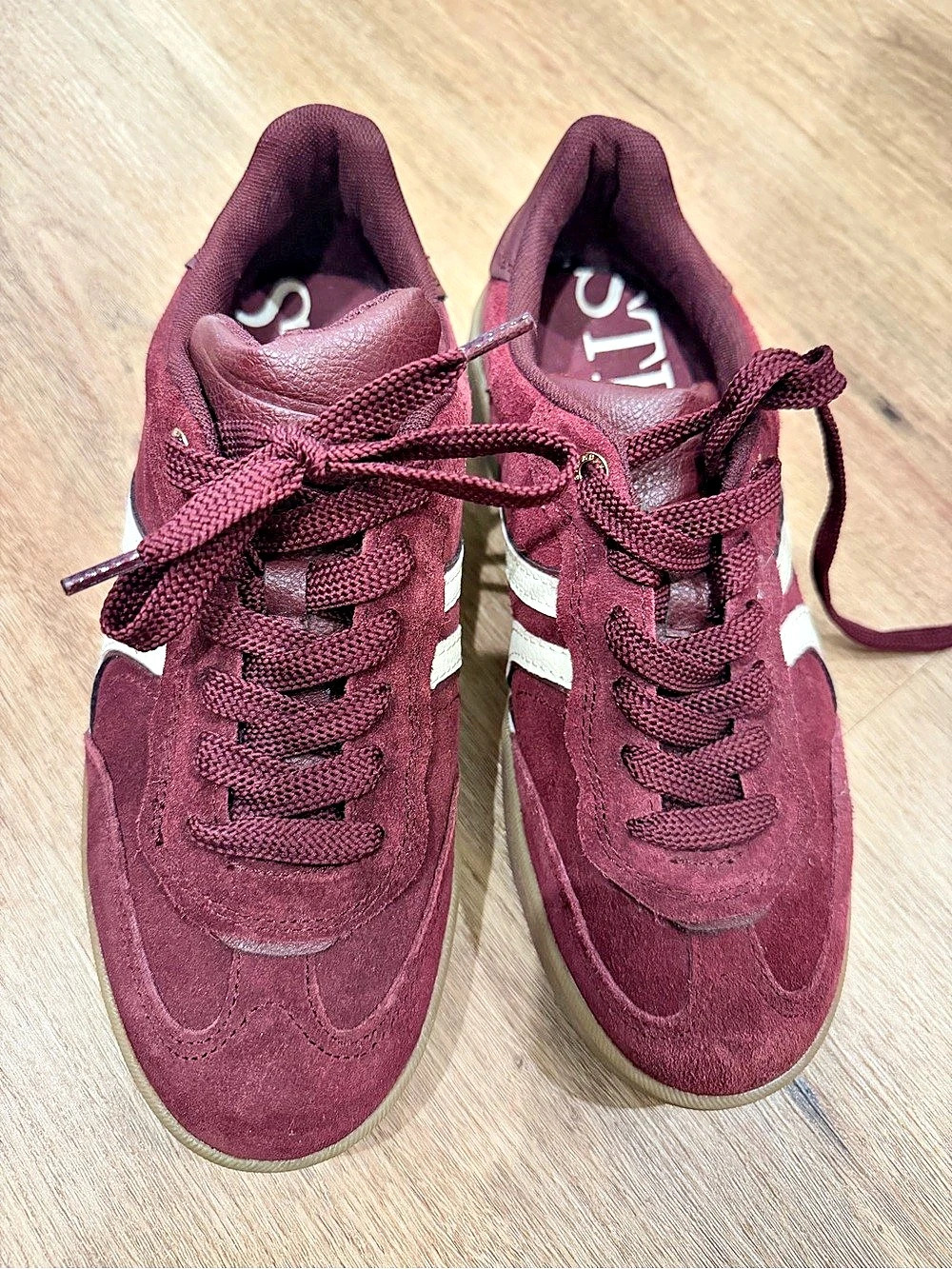Maroon Suede Stradivarius sneakers